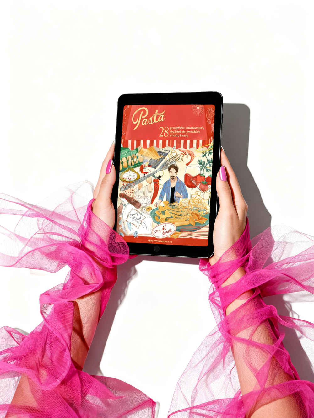 E-book PASTA na tablecie trzymanym w dłoniach